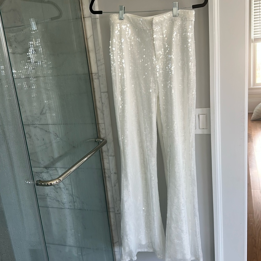 Superdown Avia Pant in White Sequin